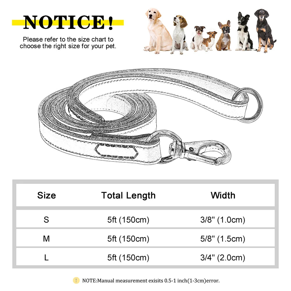 Real Leather Dog Leash Durable Medium Large Dog Lead Genuine Leather Walking Pet Leads Leash for Dogs German Shepherd Pitbull