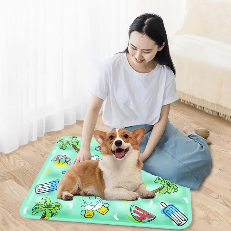 Summer Pet Cooling Mat Breathable Ice Blanket For Dogs Cats Pets Sleep Cold Bed Portable Ice Silk Pads Pet Accessories