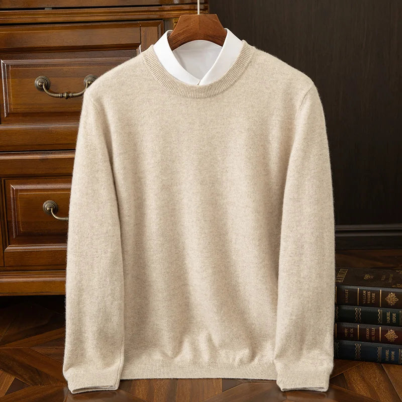 Autumn and Winter New Collection {100% Cashmere} Men's Cashmere Hot Selling Round Neck Casual Solid Color Knitted Sweater for Me