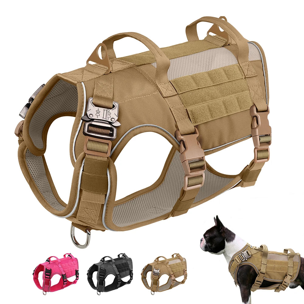 Tactical Dog Harness Reflective Military Pet Harnesses Vest for Medium Large Dogs Training Hiking Molle Breathable Dog Harness