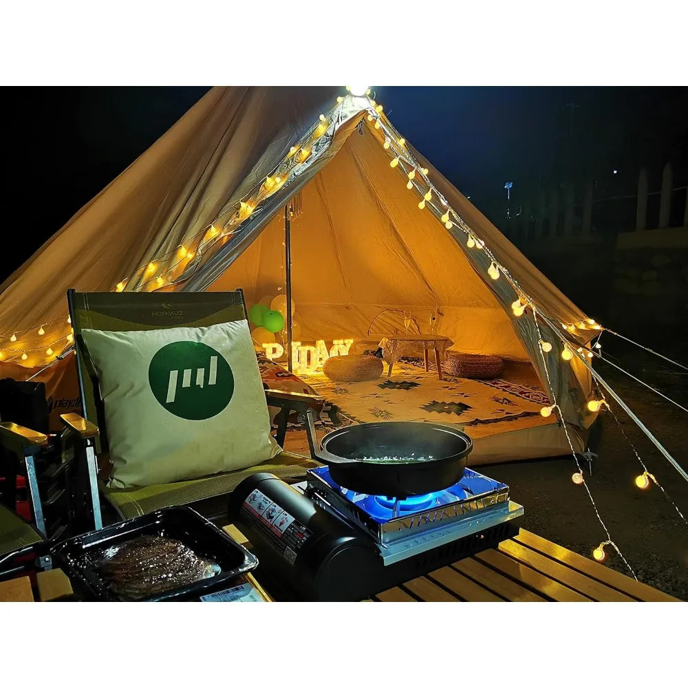 Luxury 4 Season Waterproof Cotton Canvas Bell Tent Large Glamping Tent Yurt Teepee with Roof Stove Jack Hole for Camping Hiking