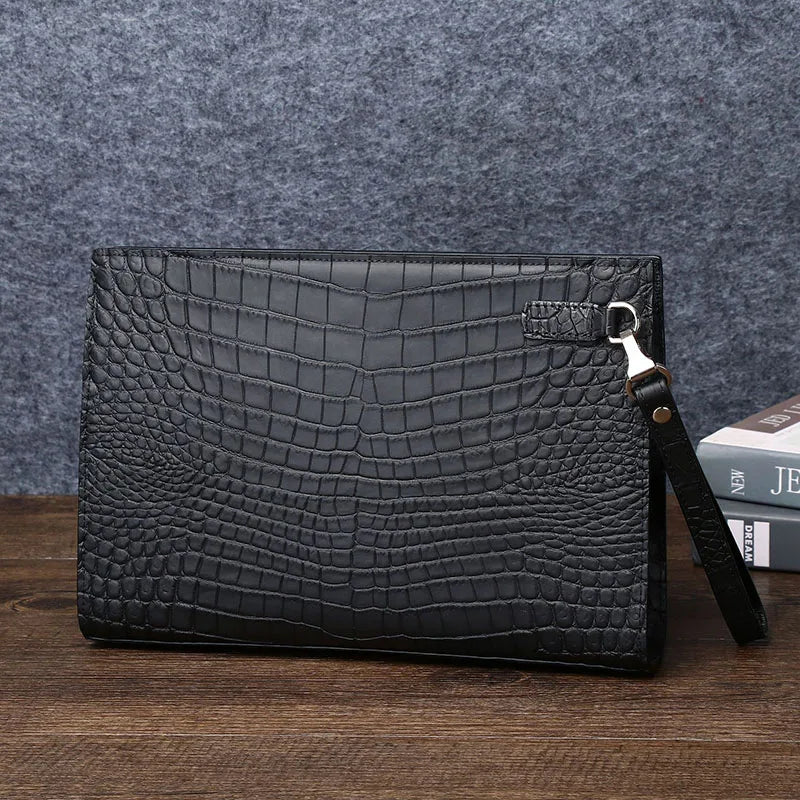 Crocodile Pattern Handbag for Men, Versatile Large Clip Bag, Luxury Wallet, High Quality Men's Wallet, New Trend, 2024