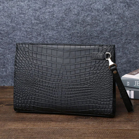 Crocodile Pattern Handbag for Men, Versatile Large Clip Bag, Luxury Wallet, High Quality Men's Wallet, New Trend, 2024