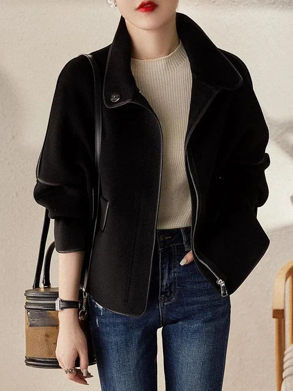 New Winter Coat for Women Casual Zipper Versatile Jackets for Women Stand Collar Loose Wool Fashion Women's Demi-season LJ46