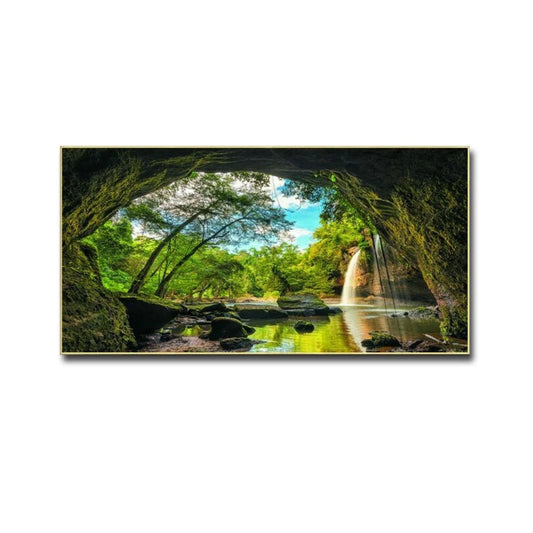 Modern Fall Canvas Wall Art Autumn Trees Forest Stream Waterfall Painting Wall Decor for Living Room Bedroom without Framed