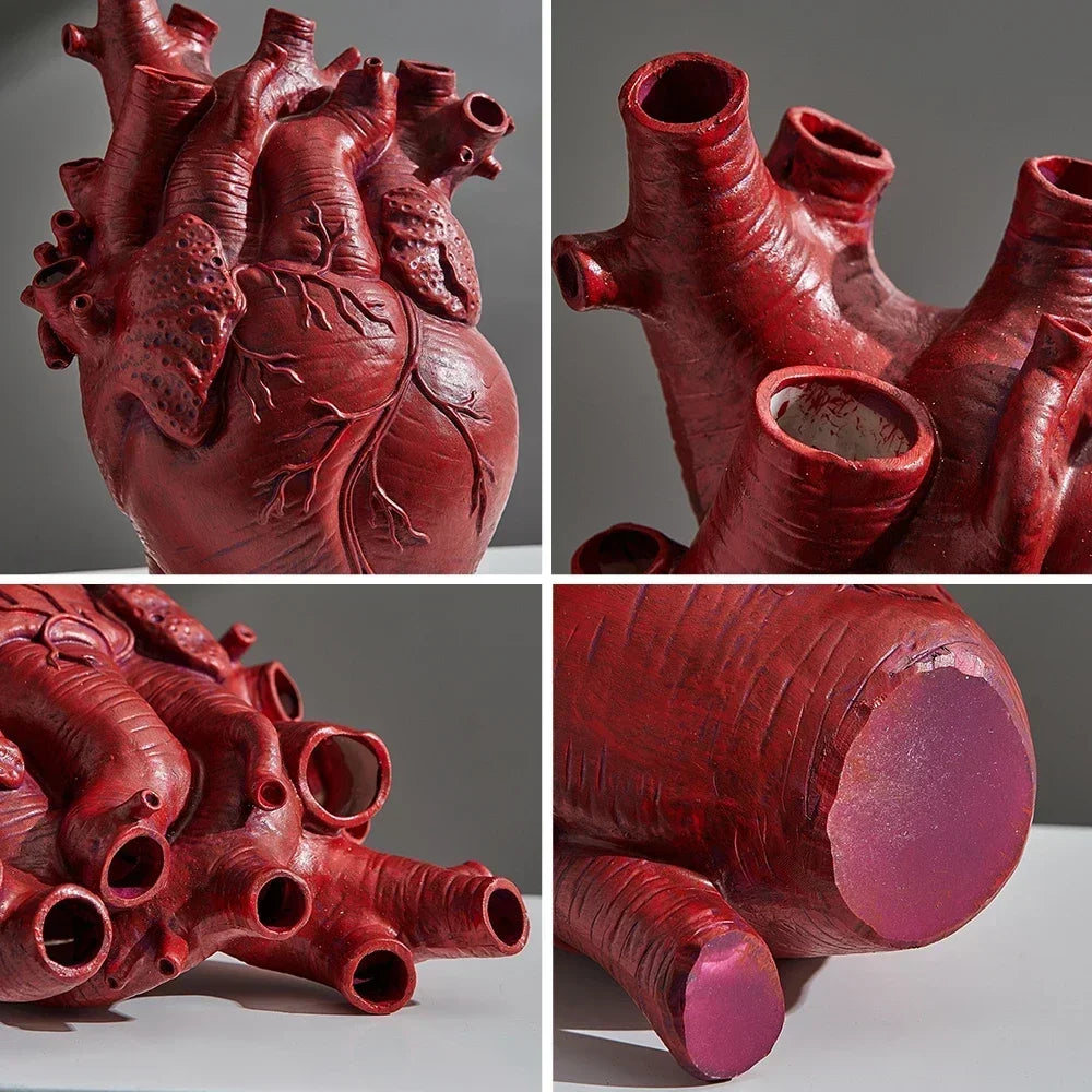 Heart Vase Dry Pot Art Vase Human Statue Container Simulated Anatomy Heart Vase Decorative Gift Valentine's Day Gift