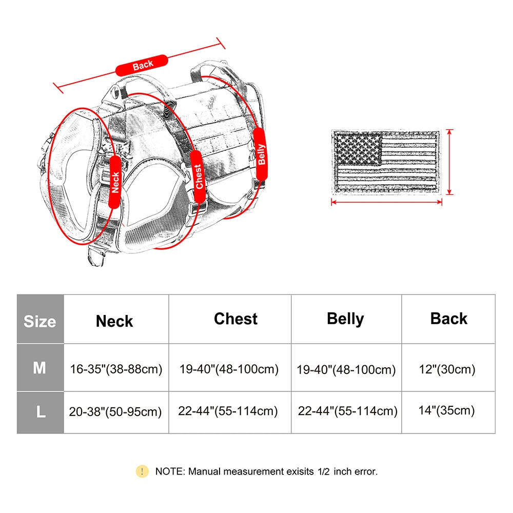 Tactical Dog Harness Reflective Military Pet Harnesses Vest for Medium Large Dogs Training Hiking Molle Breathable Dog Harness