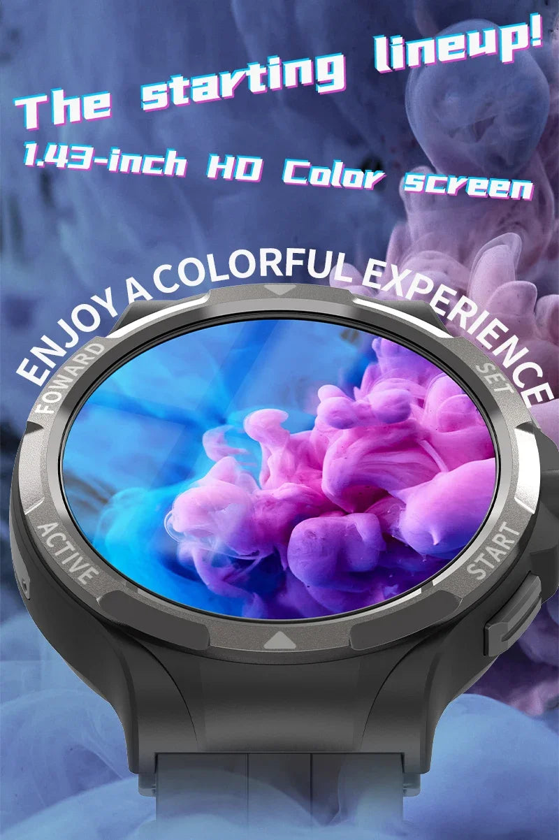 2024 V10 Smart Watch Men 4G+128G 1.43 inch Screen Android 10.1 GPS Telescopic 120 Rotary 2Million PixelsCamera Smartwatch