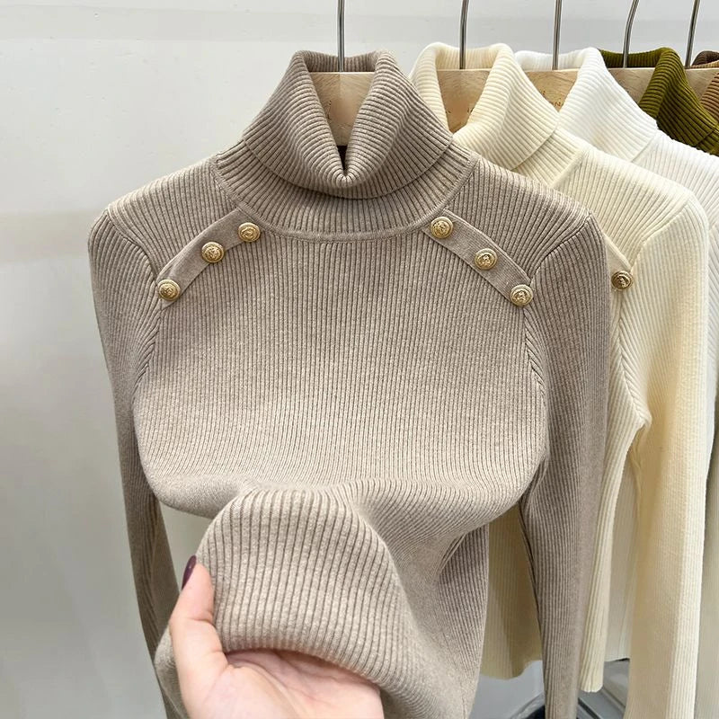 2024 Autumn and Winter New Cashmere Sweater Women's Turtleneck Long sleeved Knit Pullover Slim Cashmere Sweater