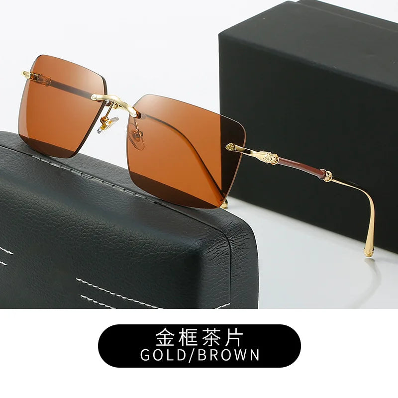 Men's Sunglasses Maybach Metal Craft Leg Rimless Sunglasses Male European and American Fashion Street Shooting Sunglasses for Wo