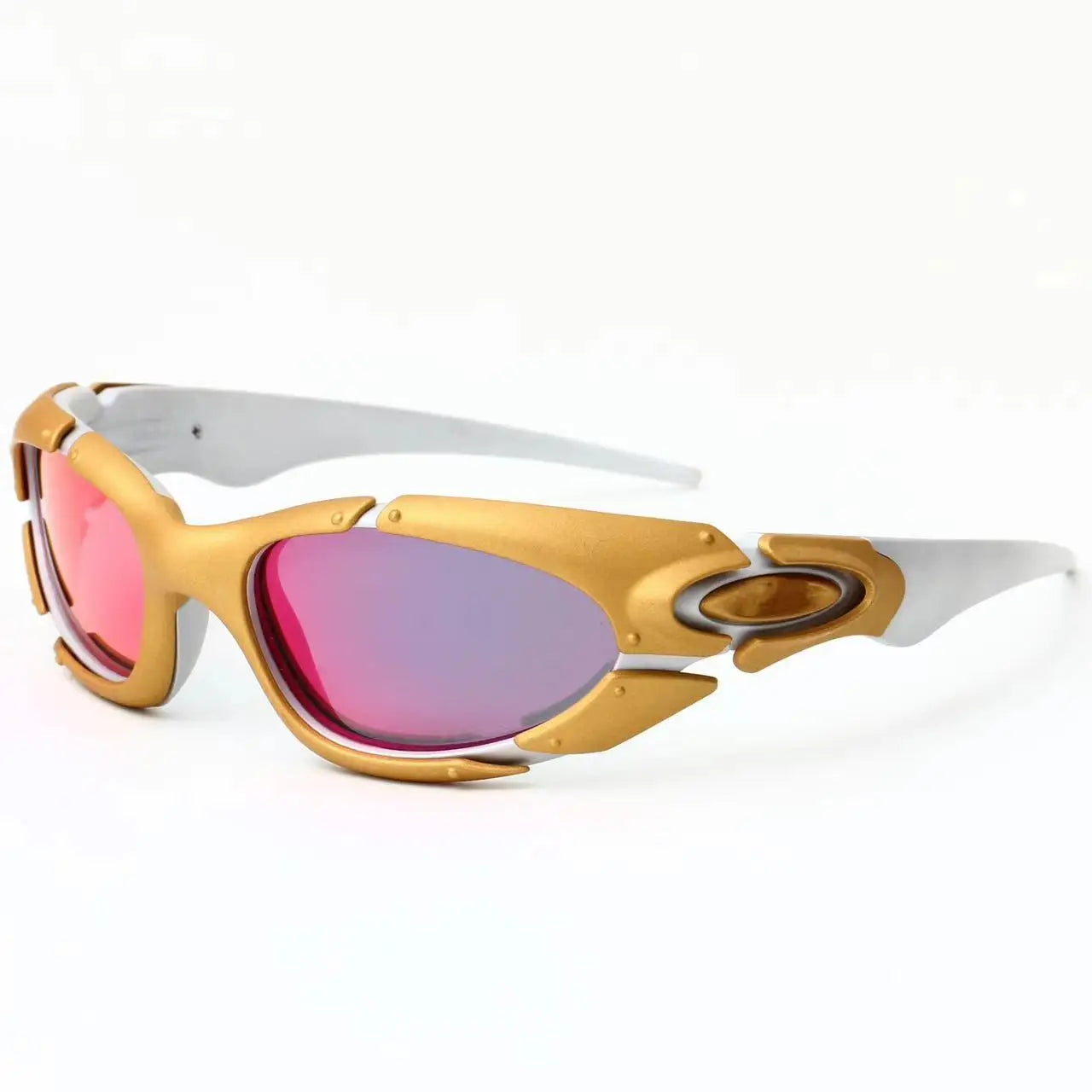 Gold framed polarized sunglasses X metal futuristic technology style outdoor sports cycling sunglasses 8001