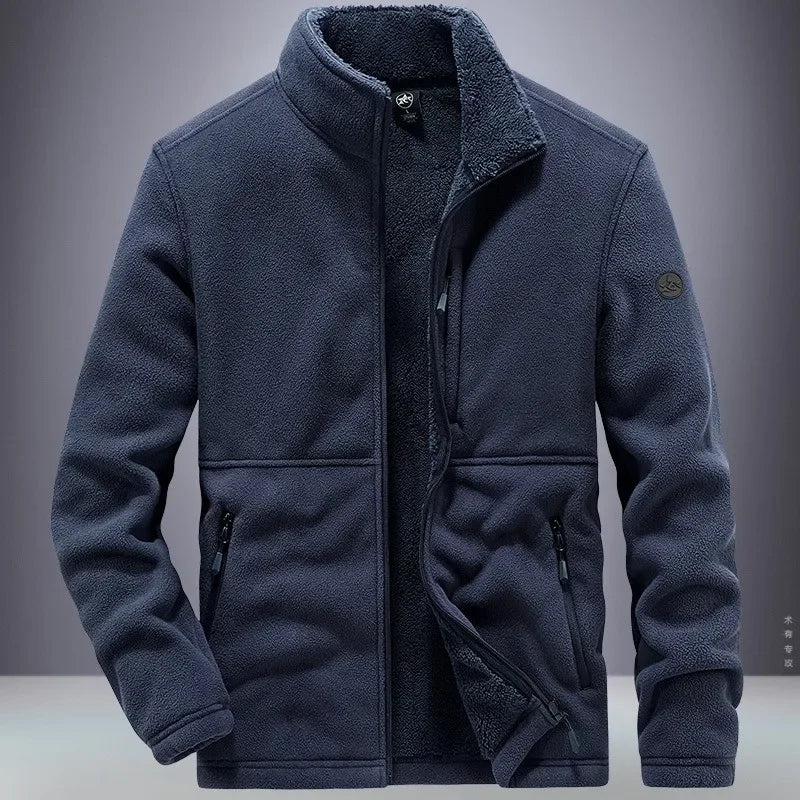 Winter Jacket for Men, Trendy with Added Fleece and Thick Lamb Jacket, Outdoor Sportswear, Oversized Jacket