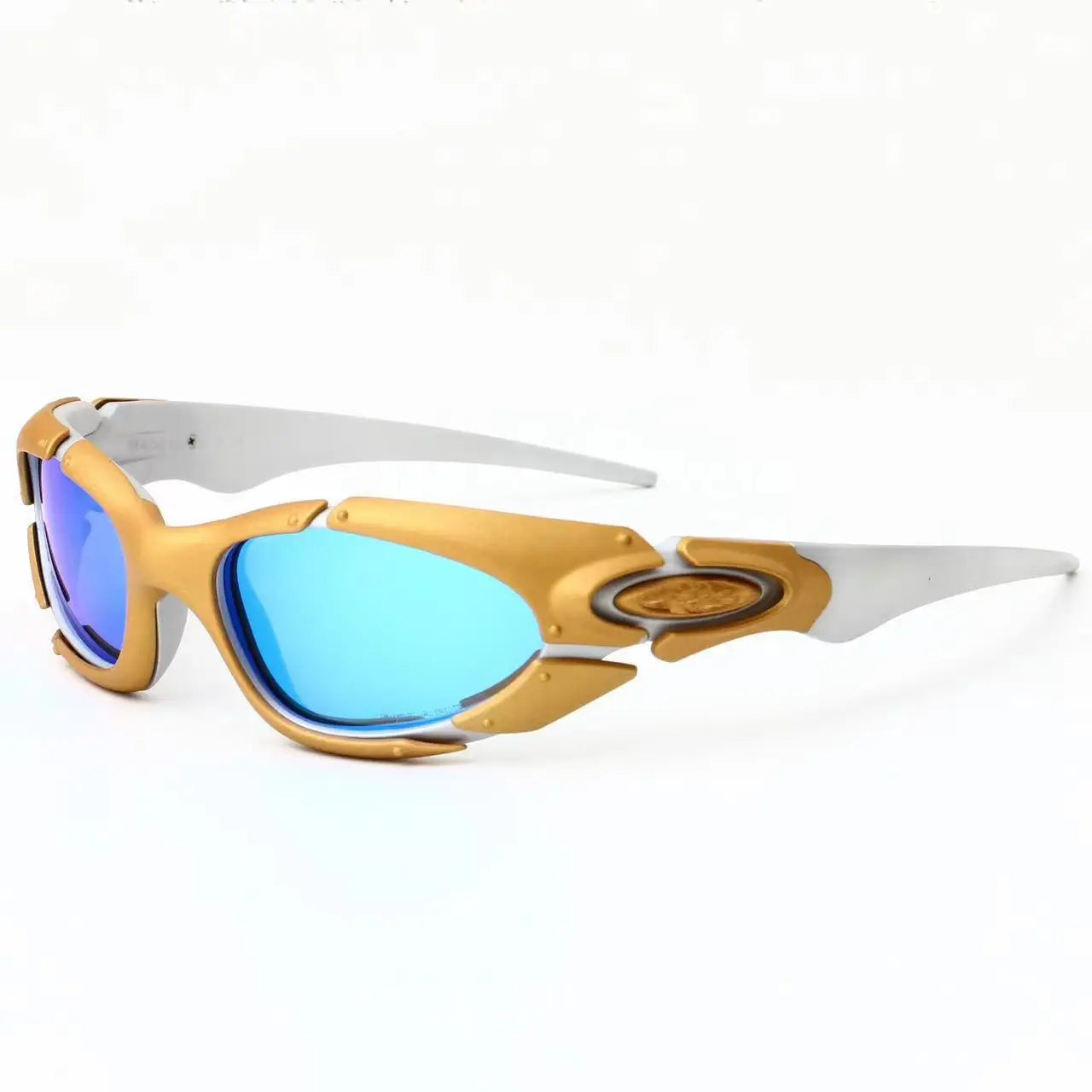 Gold framed polarized sunglasses X metal futuristic technology style outdoor sports cycling sunglasses 8001