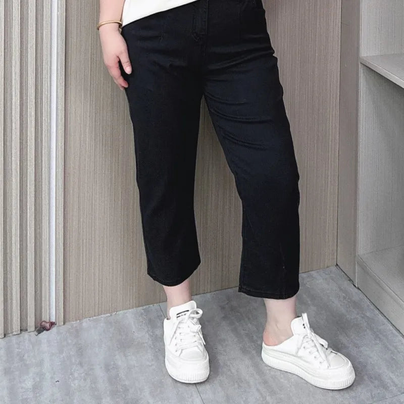 Summer Thin Lyocell Jeans For Women Plus Size High Waist Slim Stretch Thin Ice Silk Harem Pants