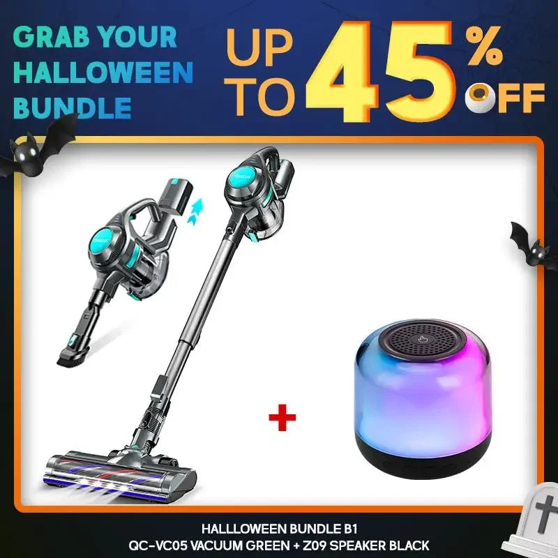 VC05 Cordless Vacuum Cleaner with 23Kpa and 30Mins Runtime for Pet Hair Hardwood Carpet, Halloween Bundle Available