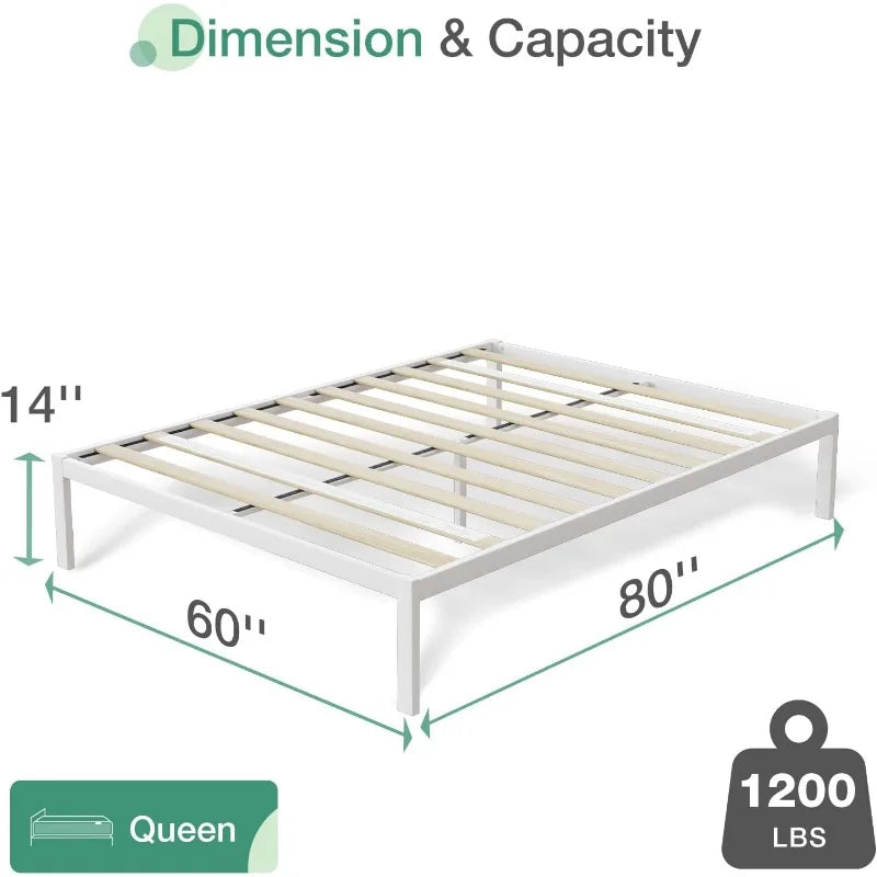 Full Size Bed Frame with Headboard, Metal Platform Bed Frame,Wood Slat Support, Heavy Duty, No Box Spring Needed, Easy Assembly