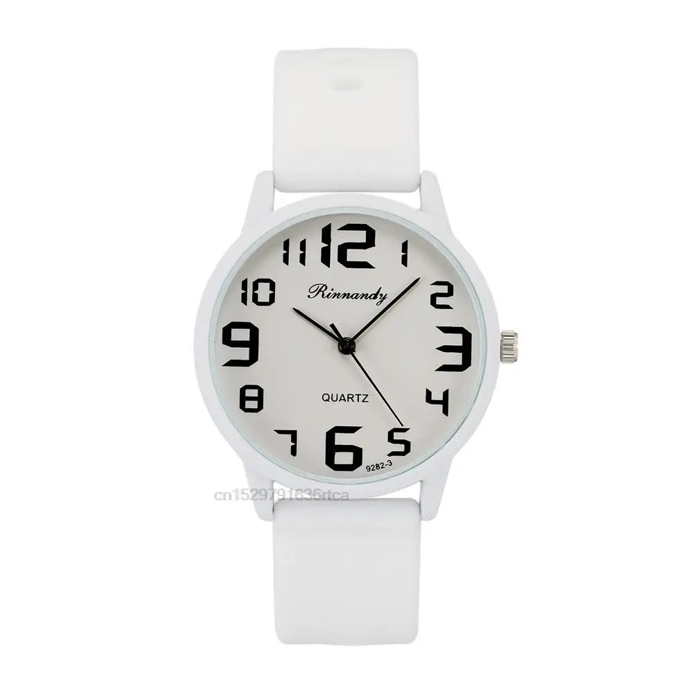 Women Fashion Silicone Watches Set Minimalist High Number  Qualities Big Dial Ladies Quartz Wristwatches With Casual Clock Gifts