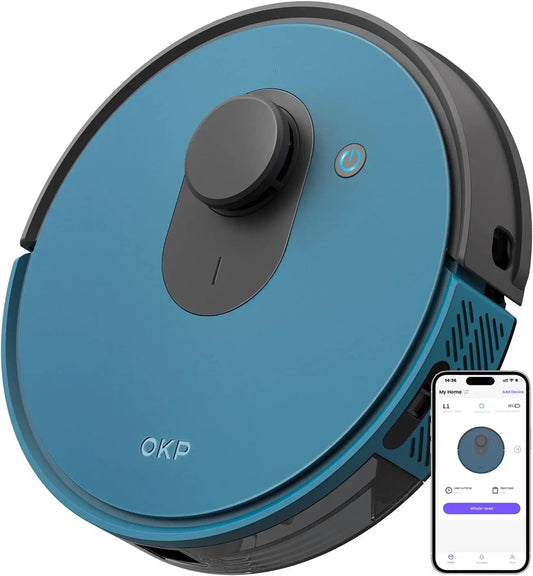 OKP L1 Robot Vacuum Cleaner LiDAR Navigation 3800Pa Suction,Self Charging Ideal for Hard Floors,Carpet and Pet Hair