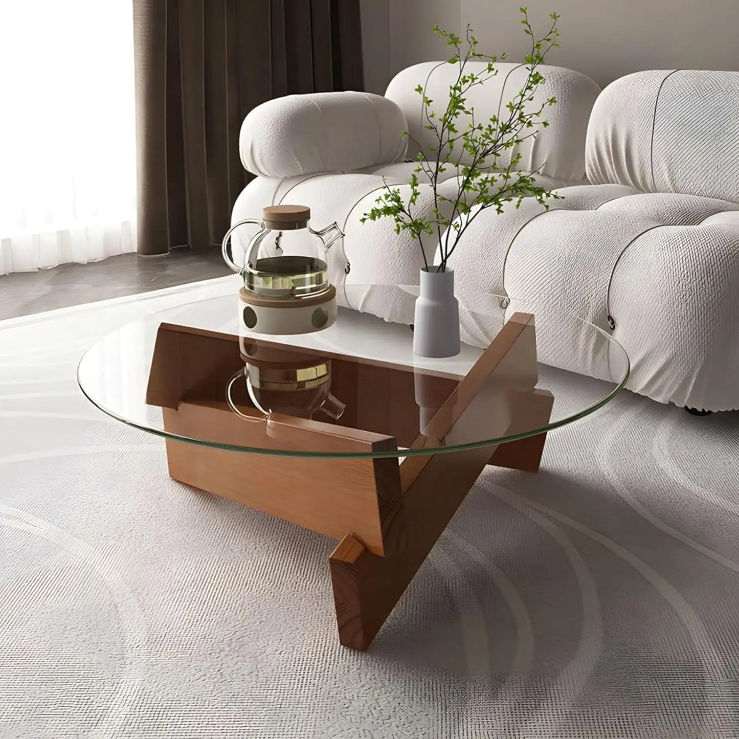 Table W41.3 x D20.5 x H13.8 Inches Natural Walnut and Rubber Wood Material Home and Living Coffee Table