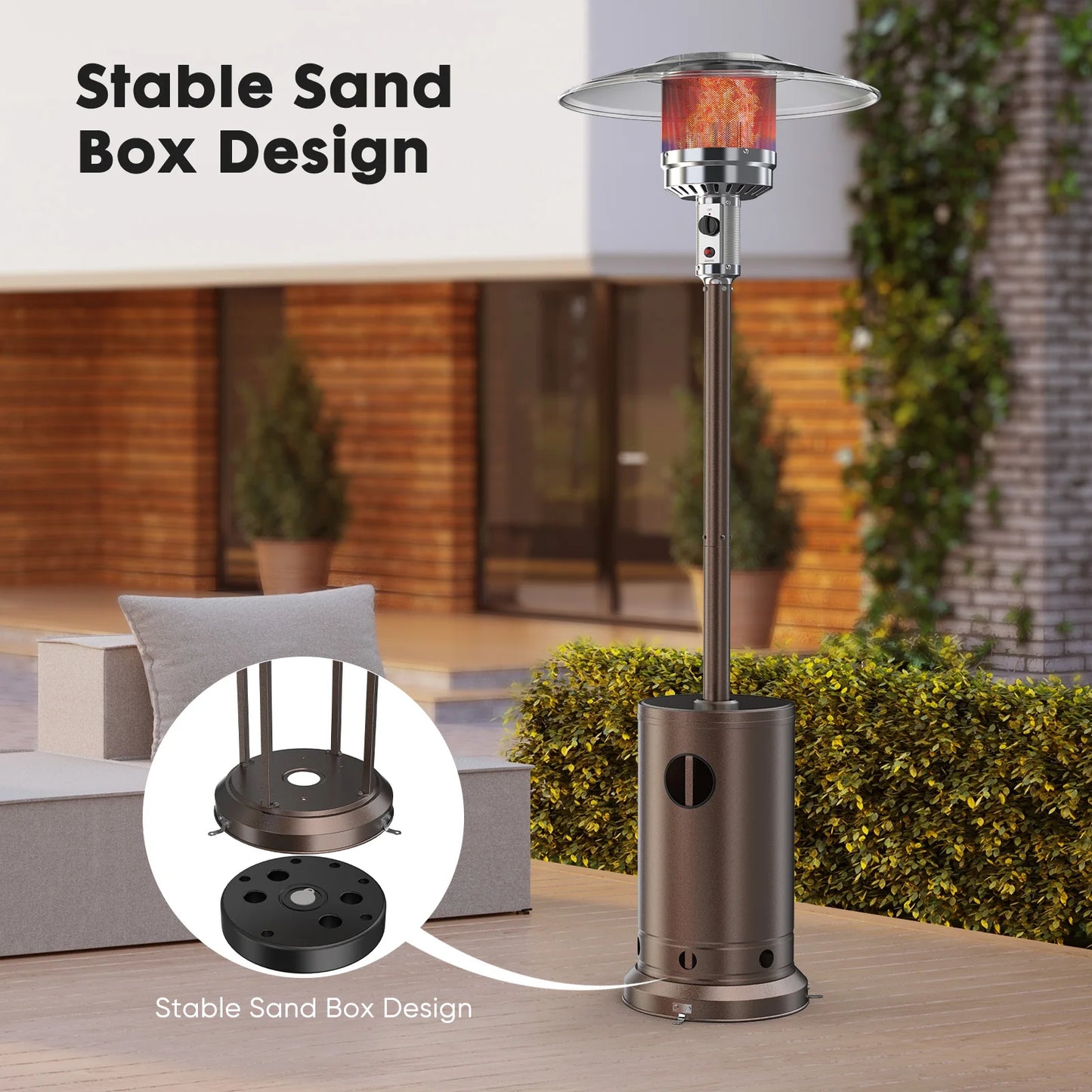 Outdoor Heaters 48,000 BTU Propane Patio Heater with Tabletop, Double-Layer Stainless Steel Burner and Safety Protection System