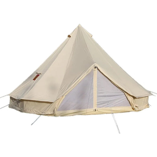 Luxury 4 Season Waterproof Cotton Canvas Bell Tent Large Glamping Tent Yurt Teepee with Roof Stove Jack Hole for Camping Hiking