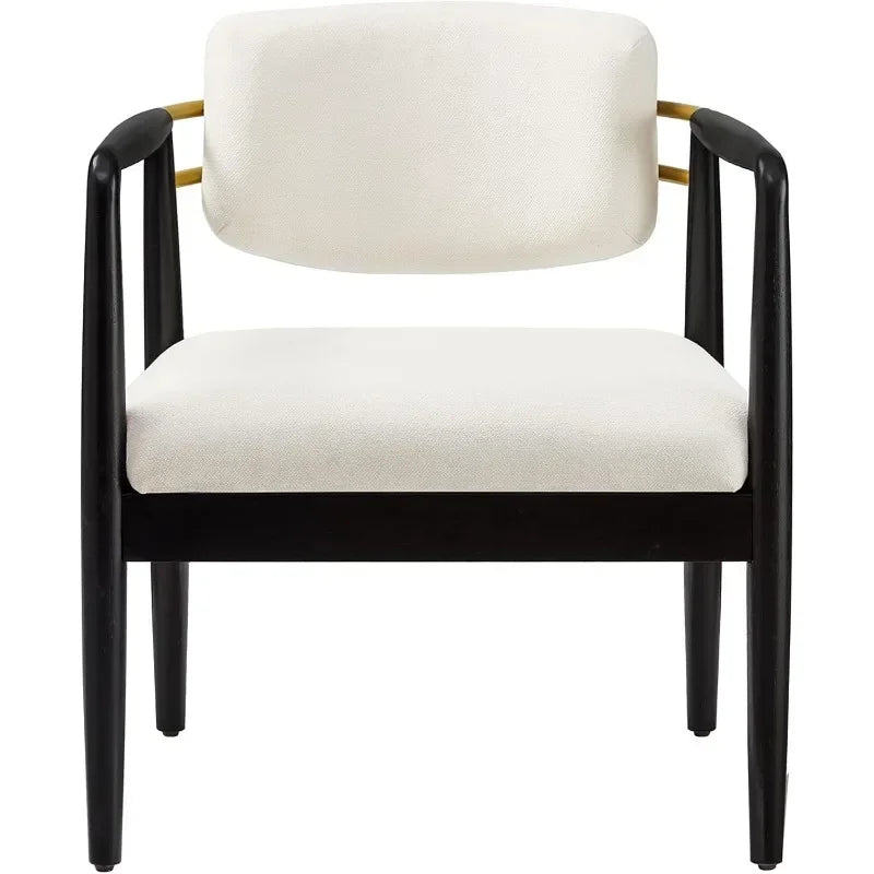 Modern Accent Chair Upholstered Club Chair Comfy Side Armchair with Wooden Frame, Ivory