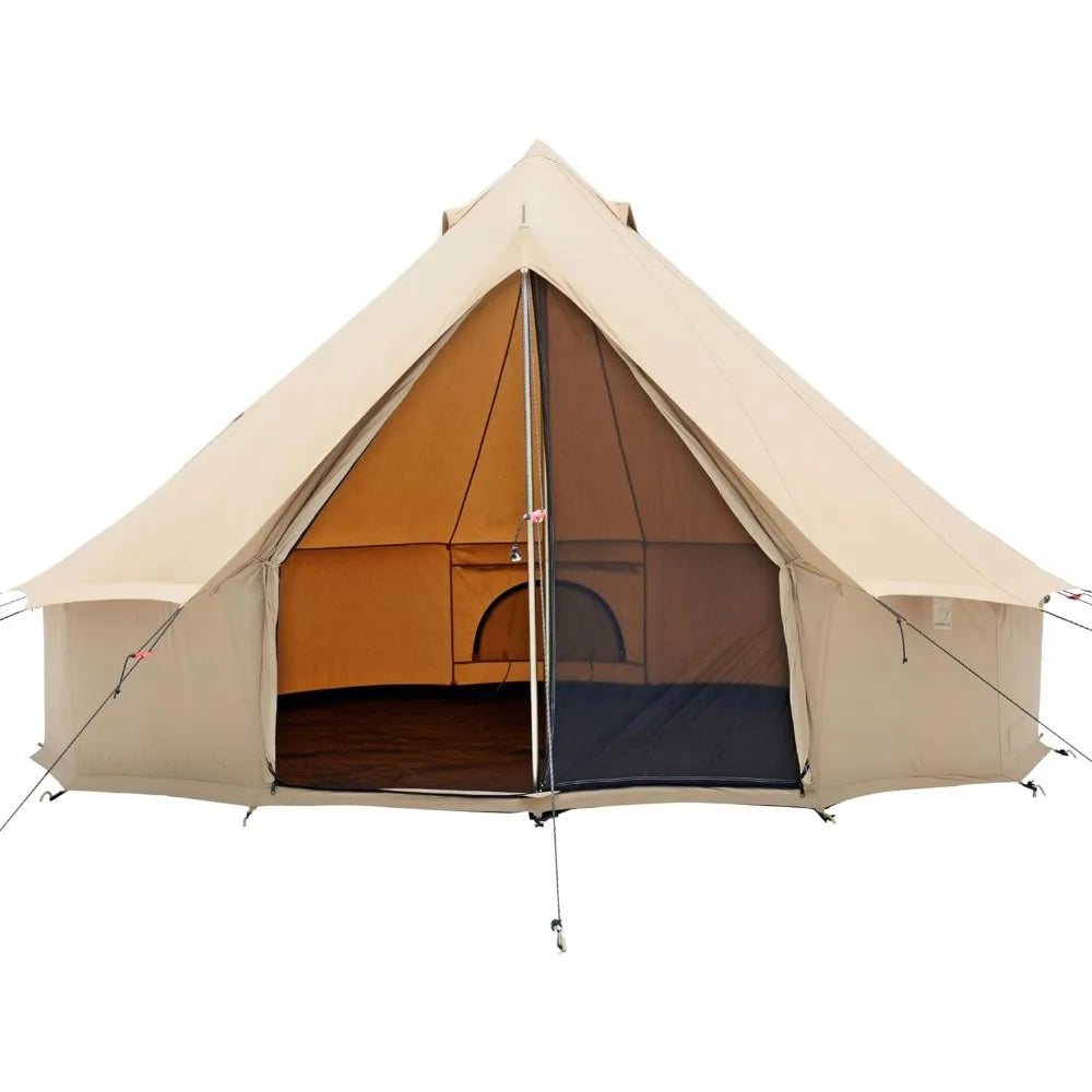 Luxury Canvas Bell Tent for Outdoor Camping, Waterproof Glamping Yurt, W/StoveJack, 4 Season