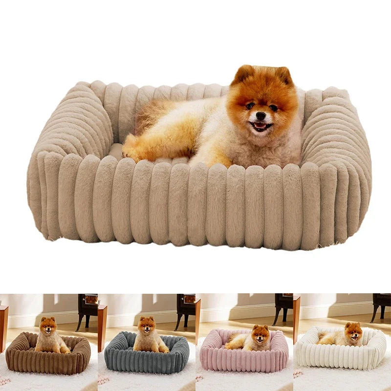 Large Pet Cat Dog Bed Autumn and Winter Square Plush Soft Warm Dog Kennel Dirty Resistant Washable Pet Pad Sleeping Bed