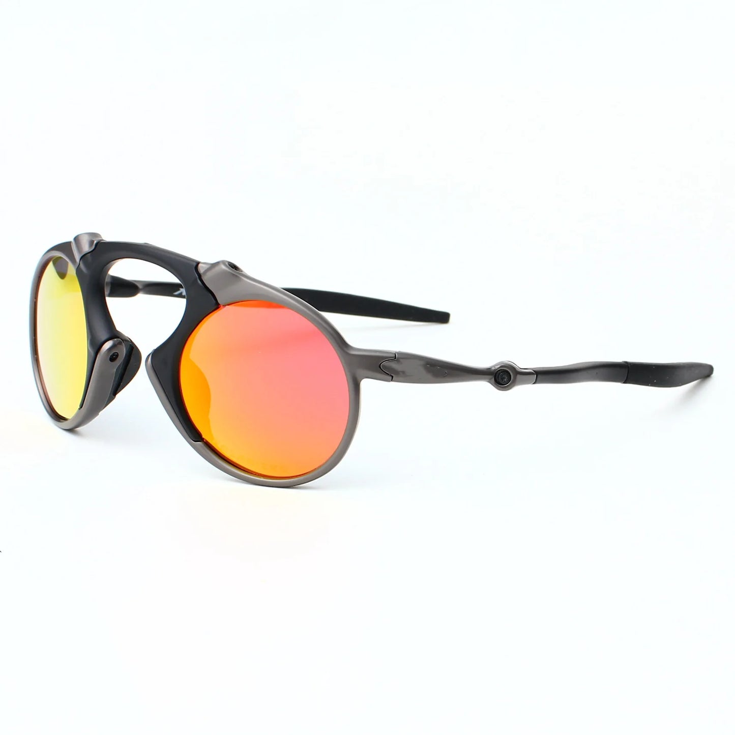 Trendy polarized sunglasses men's and women's round frame outdoor sports cycling zinc alloy driving sunglasses 6030