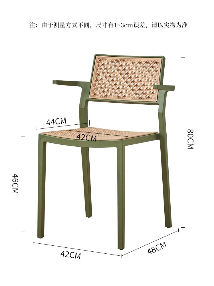 Household Imitation Rattan Backrest Plastic Sedentary Comfortable Dining Table and Chairs Balcony Ergonomic Leisure Chairs