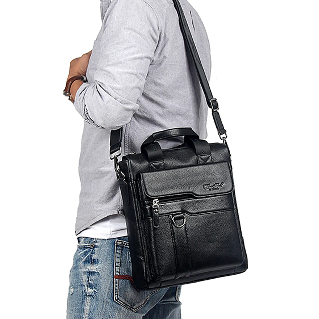 Real Genuine Leather Men Business Single Shoulder Bag Fashion Trend Cross Body Messenger Bags Male Tote Handbag Luxury Briefcase