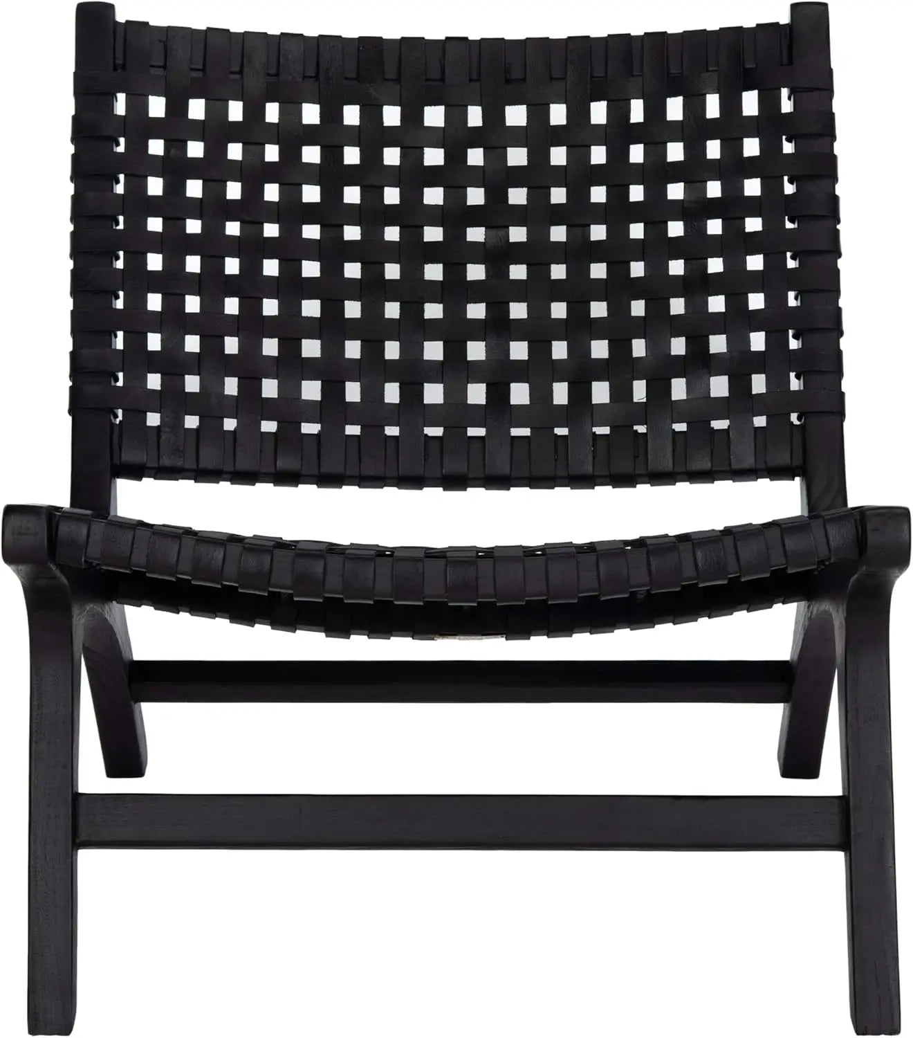 Safavieh Home Black and Black Leather Woven Accent Chair