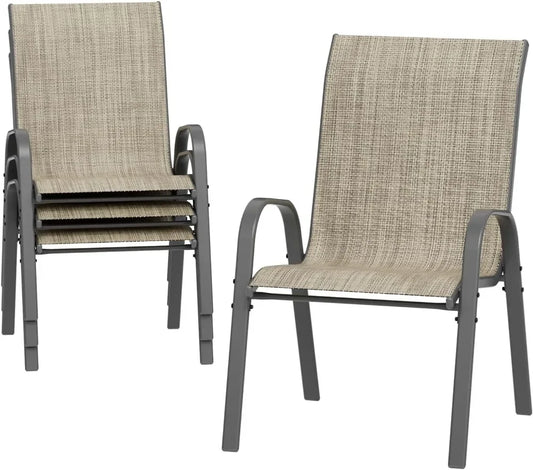 Patio Dining Chairs Set of 4, Outdoor High Stacking Chairs, Indoor/Outdoor Chairs Backyard Deck Garden Chairs, Restaurant