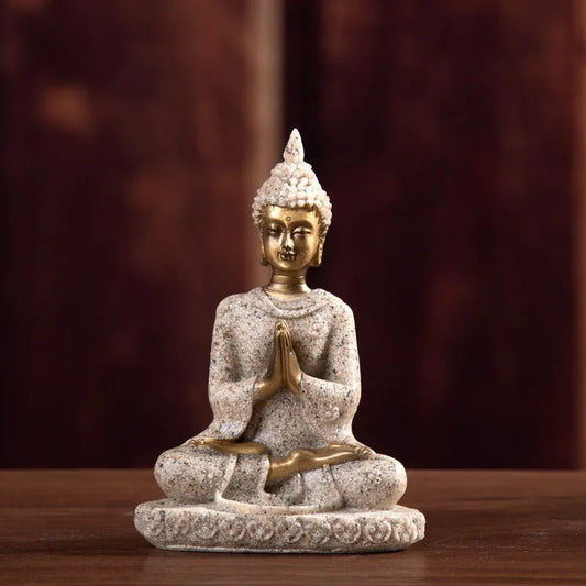 Sandstone Buddha Statue Resin Handicrafts Living Room Entrance Home Decoration Southeast Asia Sculpture Meditation Bodhisattva