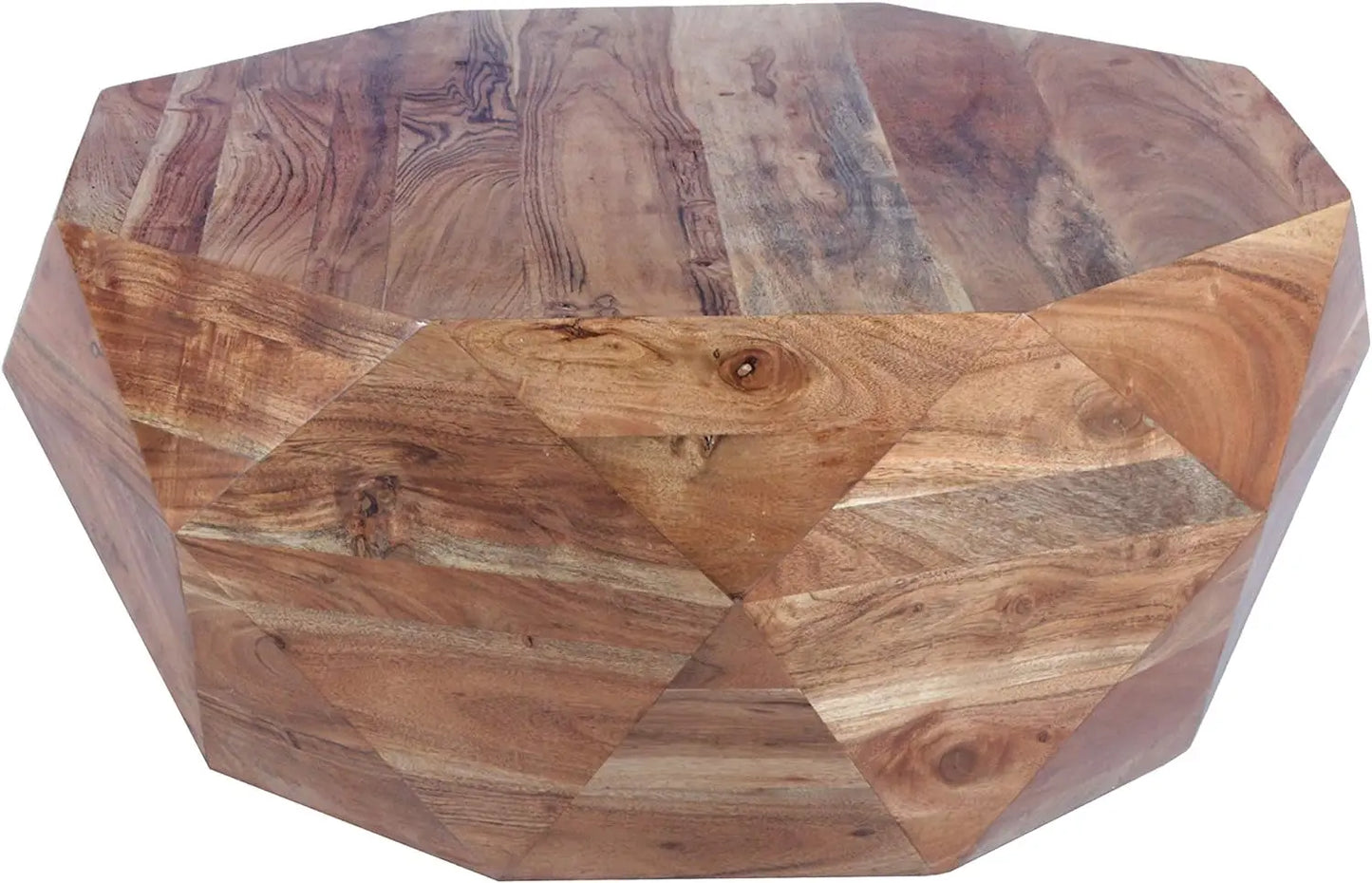 Port 33-Inch Diamond Shape Acacia Wood Coffee Table with Smooth Top, Natural Brown