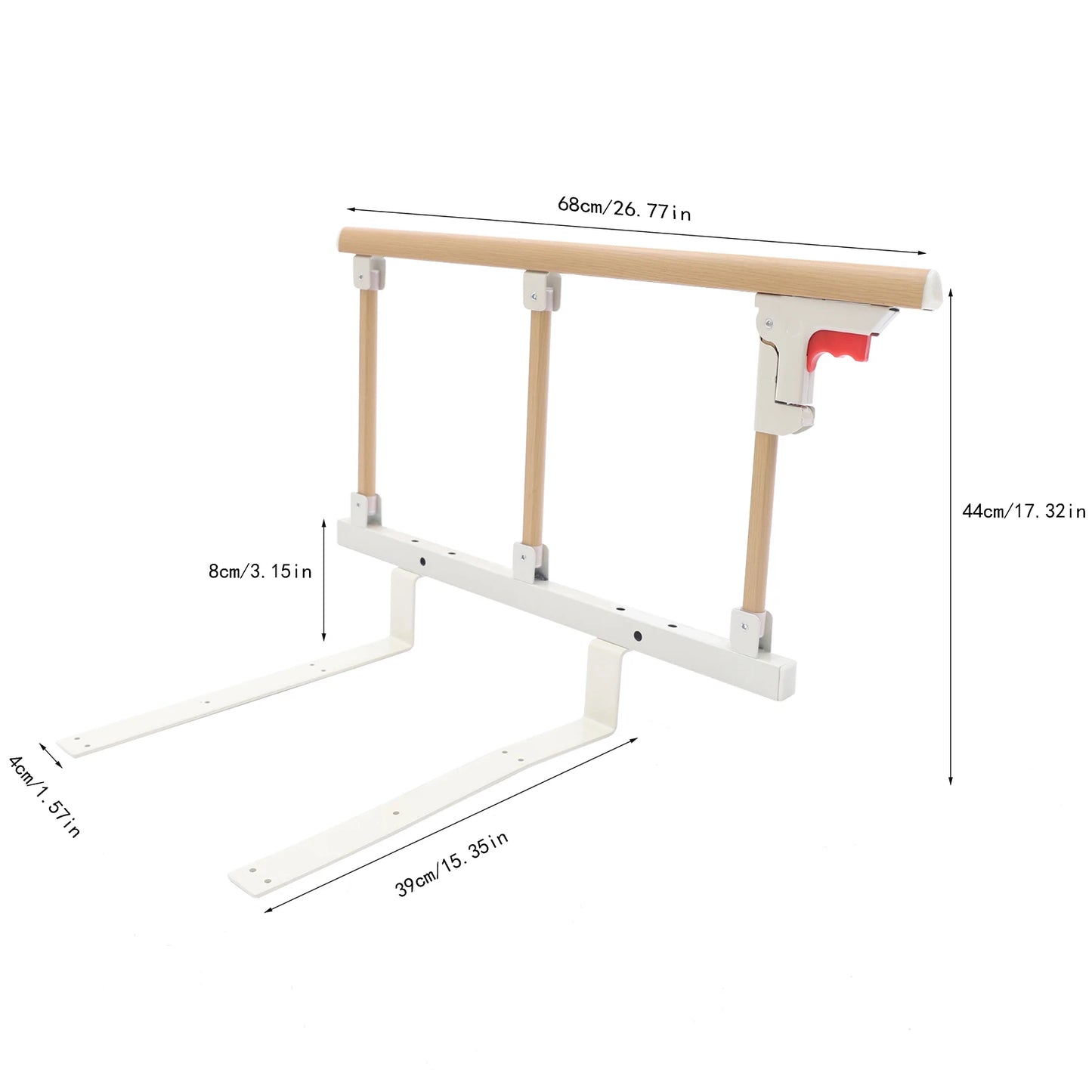 Bedside Foldable Wooden Bed Rail for Elderly Easy to Assemble, Bed Rail Safety Frame for Seniors Pregnant Patients, Bed Handrail