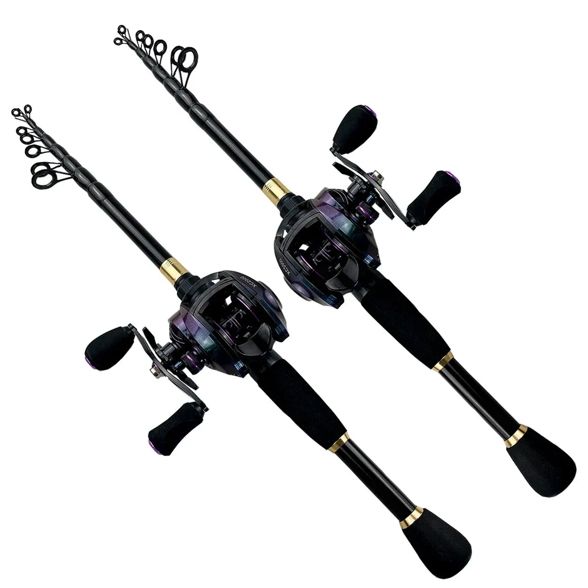 1.6m -2.4m Casting Spinning Fishing Rod Combo Telescopic Carbon Lure Fishing Rod 8.1:1 Gear Ratio Max Drag 8kg Reel Set Pesca