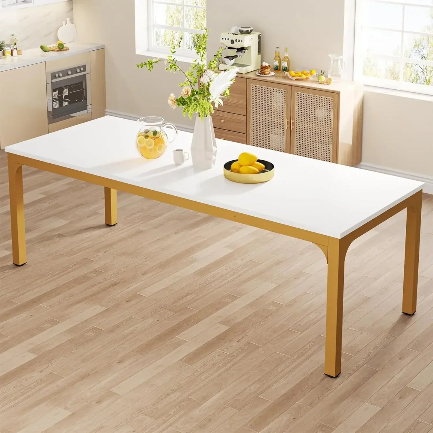 6-8 person dining table, 78 inch rectangular kitchen dining table for living and dining rooms (table only)