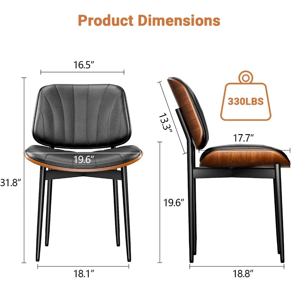 Dining Chair Set of 4, Mid Century Modern Accent Chair, for Dining Room and Kitchen Chair, with Walnut Bentwood, Dining Chairs