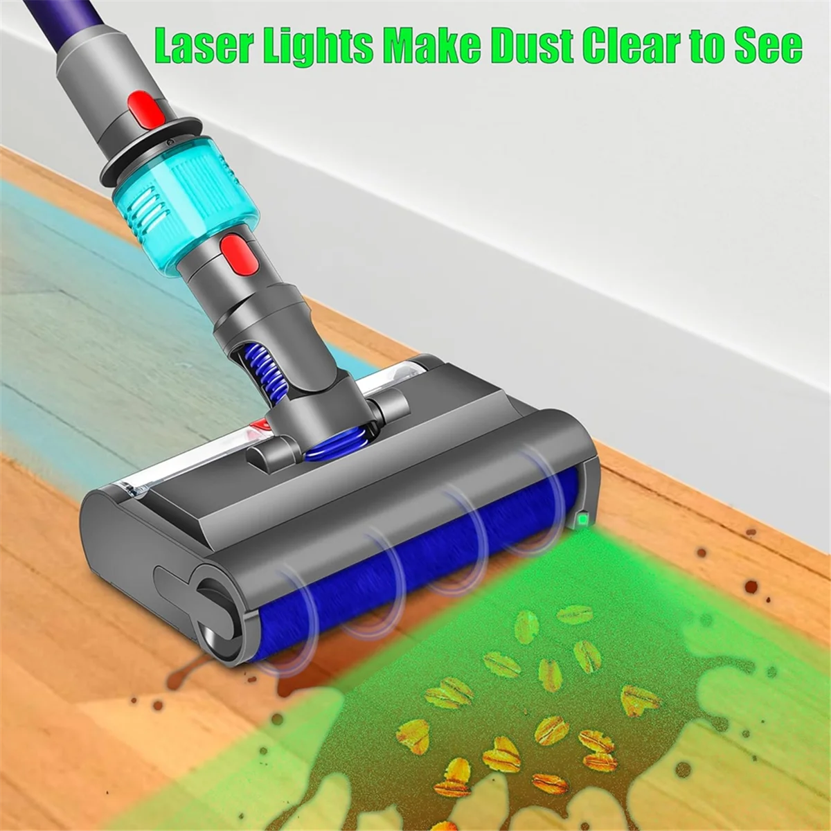 Washing Brush for Dyson V7 V8 V10 V11 V15 Electric Mop Head Wet and Dry with Green Light Cleans and Dries Hard Floors