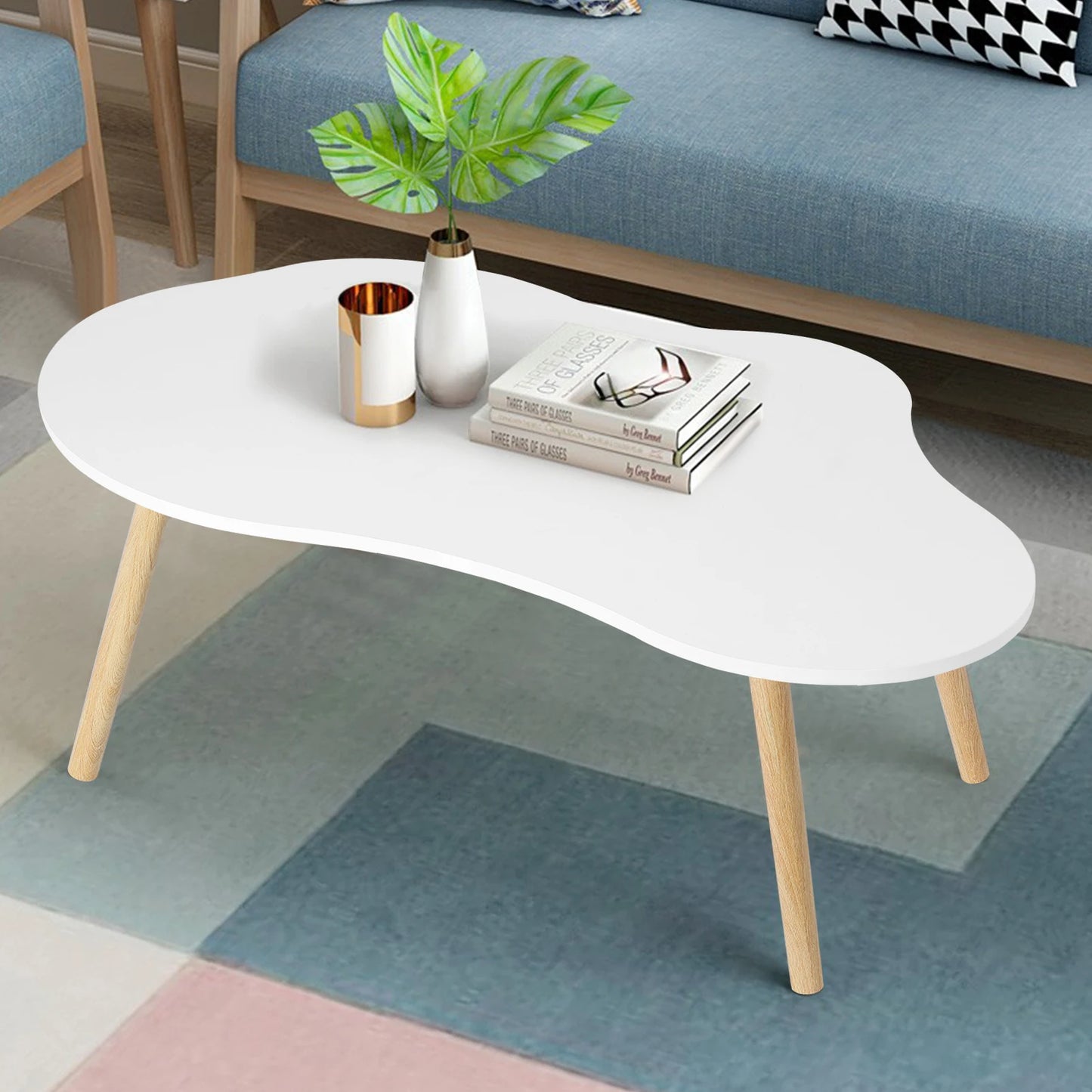 Nordic Minimalist Coffee Table Living Room Coffee Table Light Luxury Solid Wood Furniture Coffee Table  Round Modern Side Table