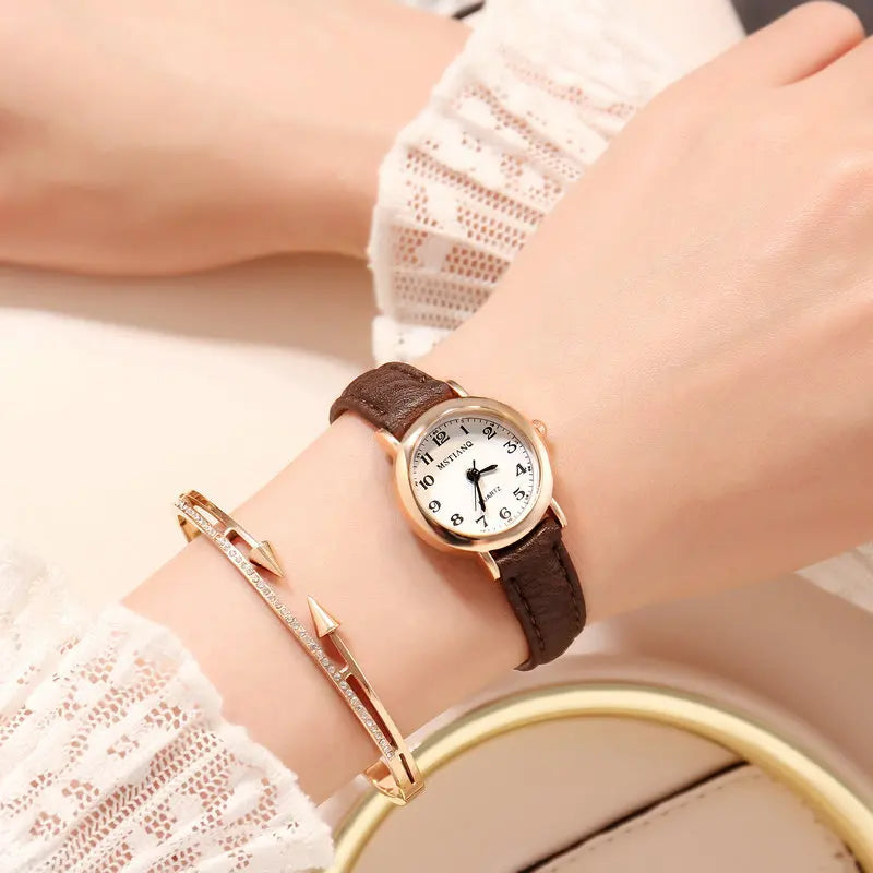 Exquisite Little Ladies Dress Watch Retro Leather Female Clock Brand Ladies Fashion Mini Design Watch Clock Watch Women