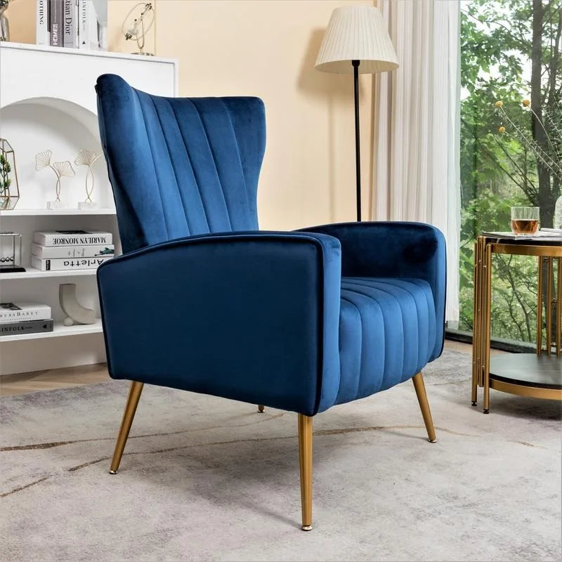 US Pride Furniture Modern Velvet Accent Chair for Living Room, Bedroom or Office with Stylish Metal Legs, Plush Upholsteall