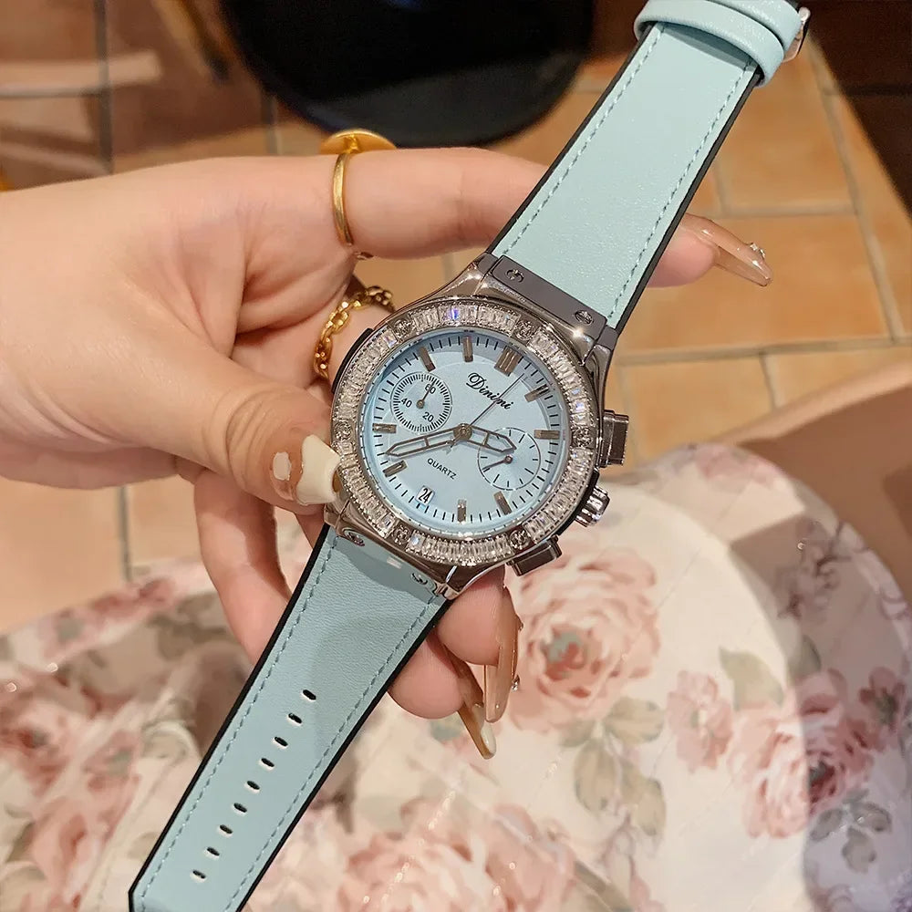 Exquisite Girl Gift Large Disc Ladies Clock Luxury Silicone Bands Casual Fashion Diamond Quartz Watches Womens Automatic Watch