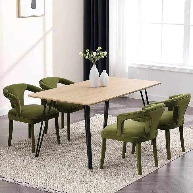 Green Dining Chairs Set of 2, Modern Velvet Chairs, Fully Upholstered Side Chairs for Kitchen/Dining Room/Living Room