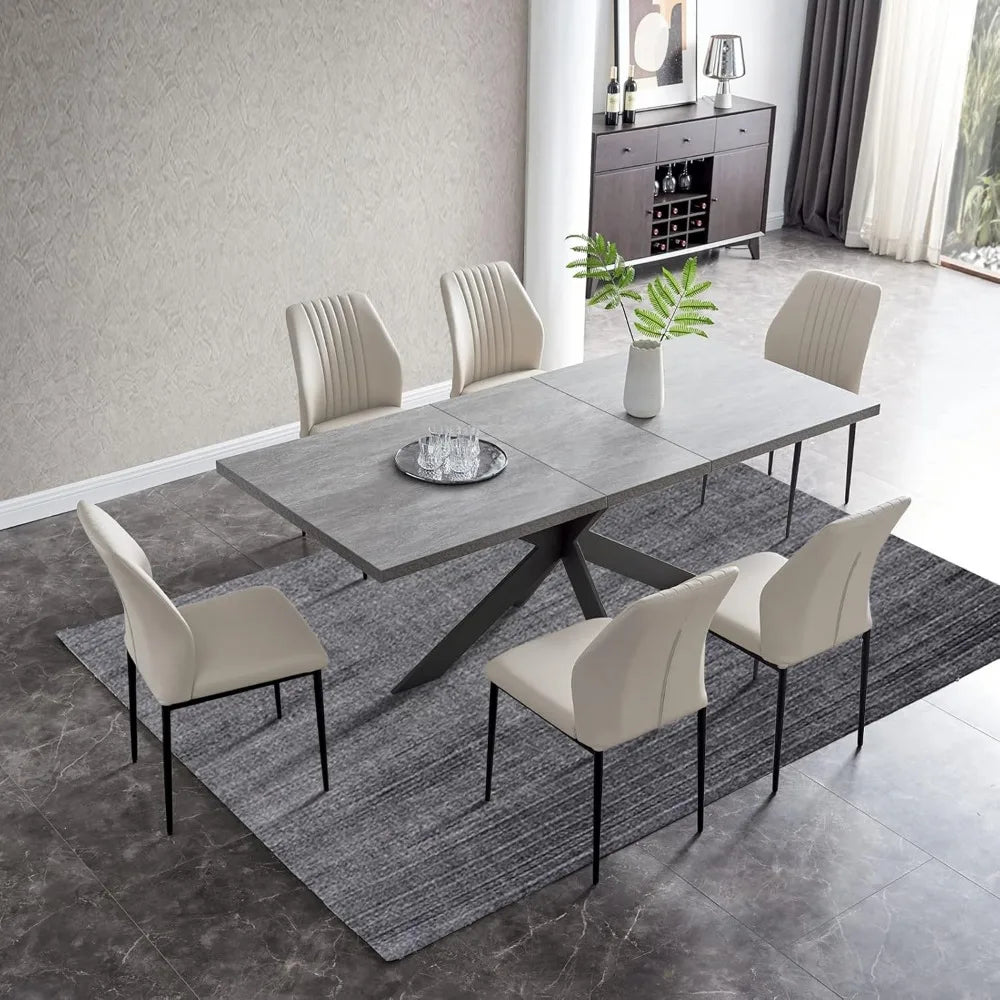 Modern Dining Table Table Set for 6-8 Person for Kitchen,living Room，Dining Room,Kitchen Table Set with Steel Legs，Dining Tables