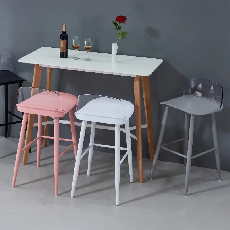 White Modern Relaxing Counter Bar Chairs Nordic Accent Interior Plastic Bar Chairs Ergonomic Eetstoelen Home Furniture