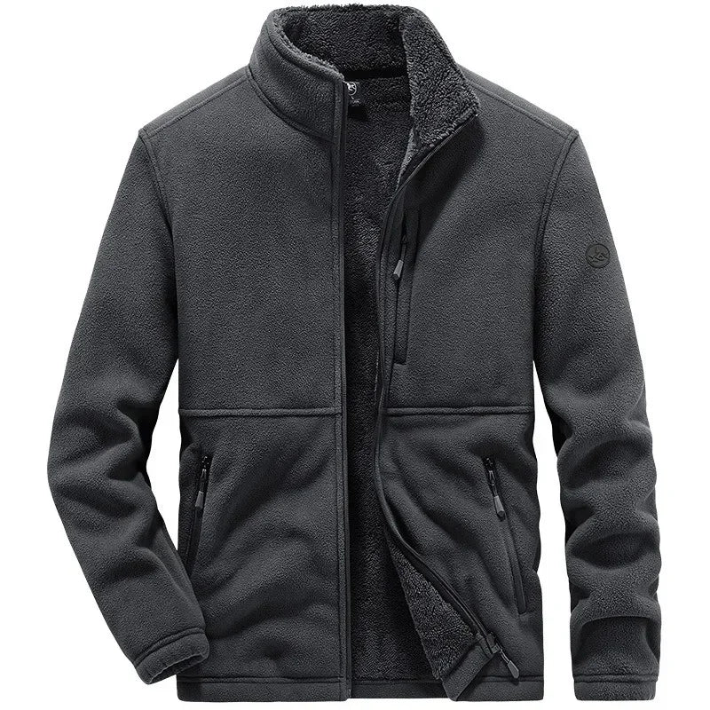 Winter Jacket for Men, Trendy with Added Fleece and Thick Lamb Jacket, Outdoor Sportswear, Oversized Jacket