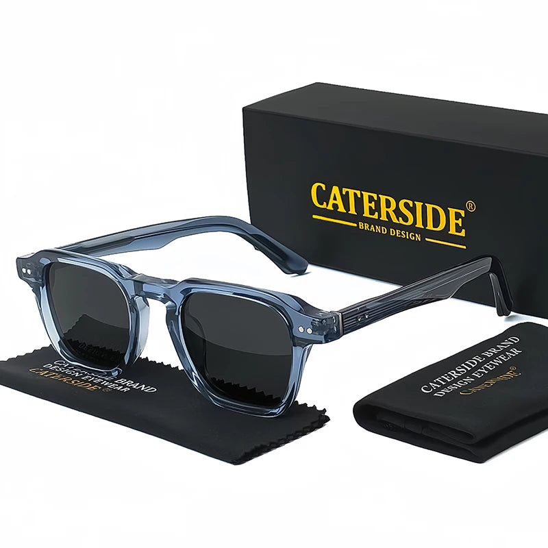 CATERSIDE Square Polarized Sunglasses Men Retro Large Acetate Frame Women Sun Glasses Punk Outdoor Driving Travel Eyewear UV400