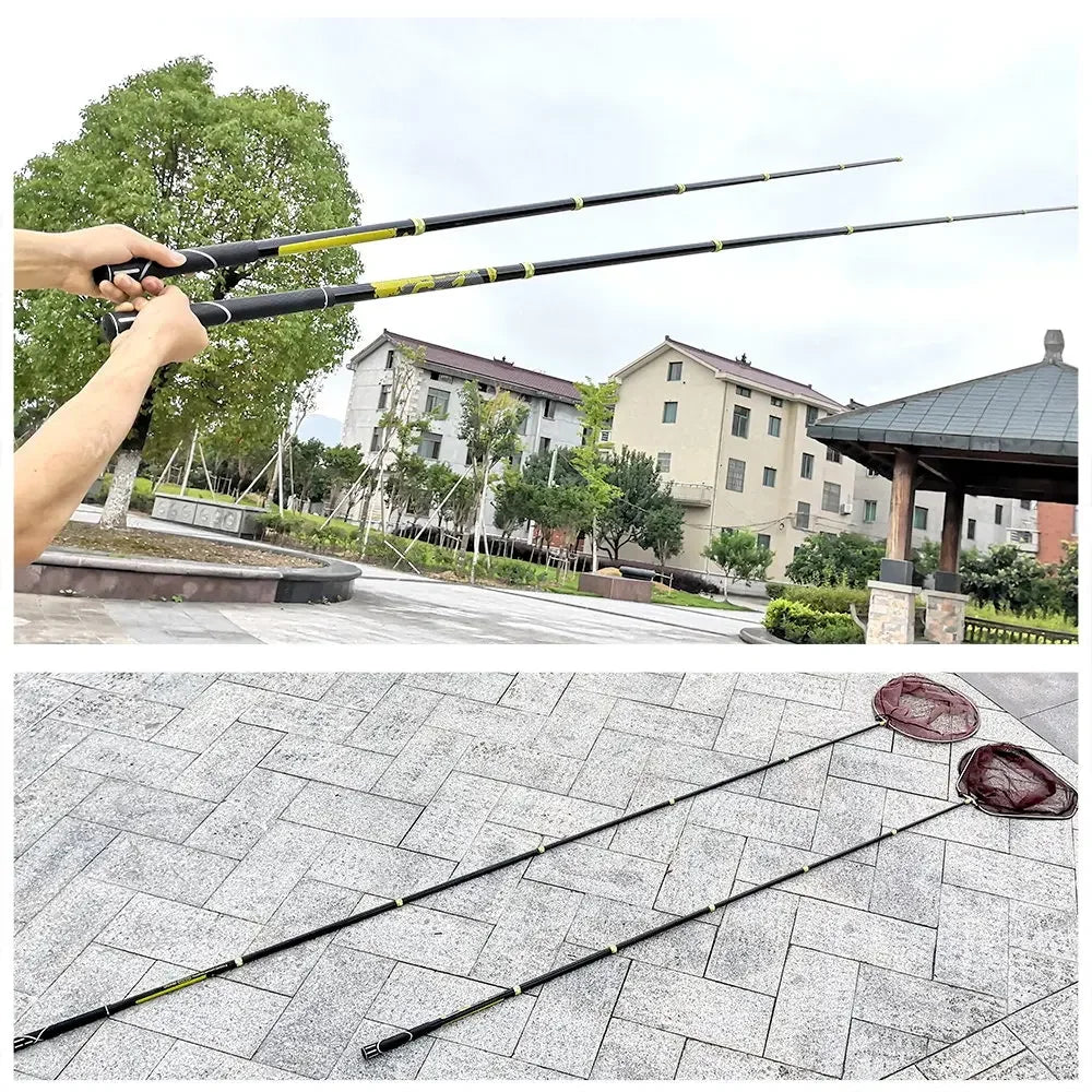 JOSBY 210cm 3.0m 4.0m Telescopic Landing Net Folding Fishing Pole Extending Fly Carp Course Sea Mesh Fishing Net For Fly Fishing